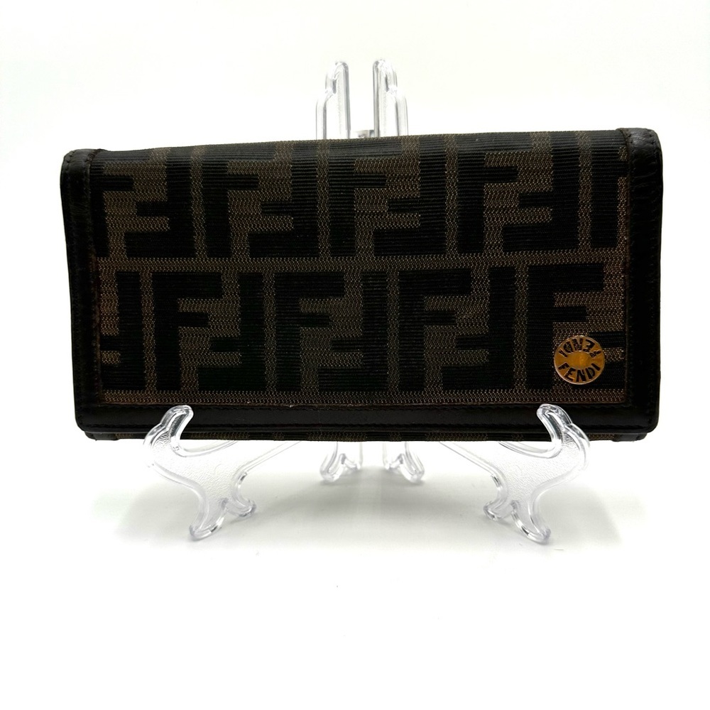 Authentic Fendi Tobacco Zucca Canvas Continental Wallet